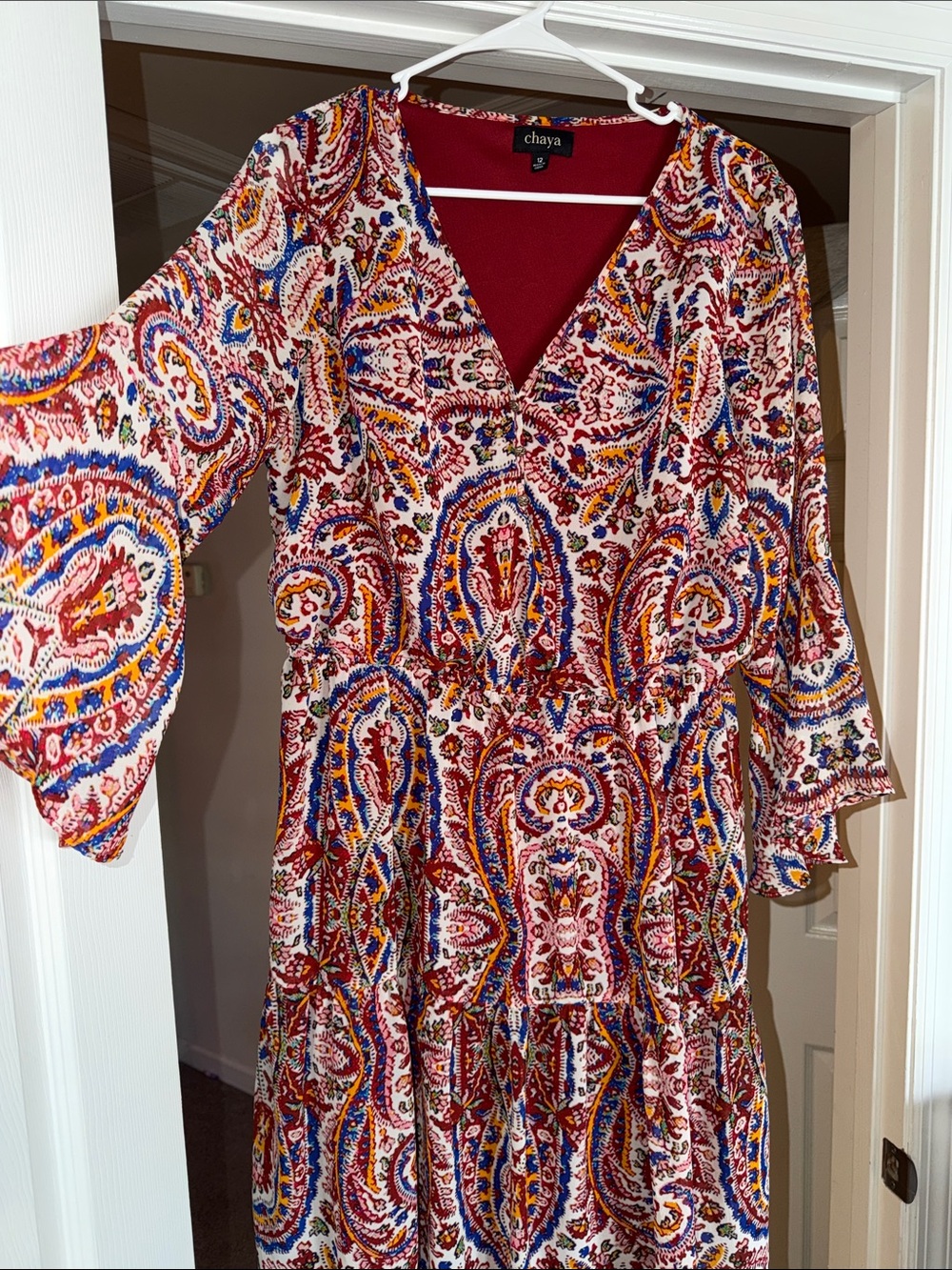 Chaya Multicolor Paisley Midi Dress with V-Neck